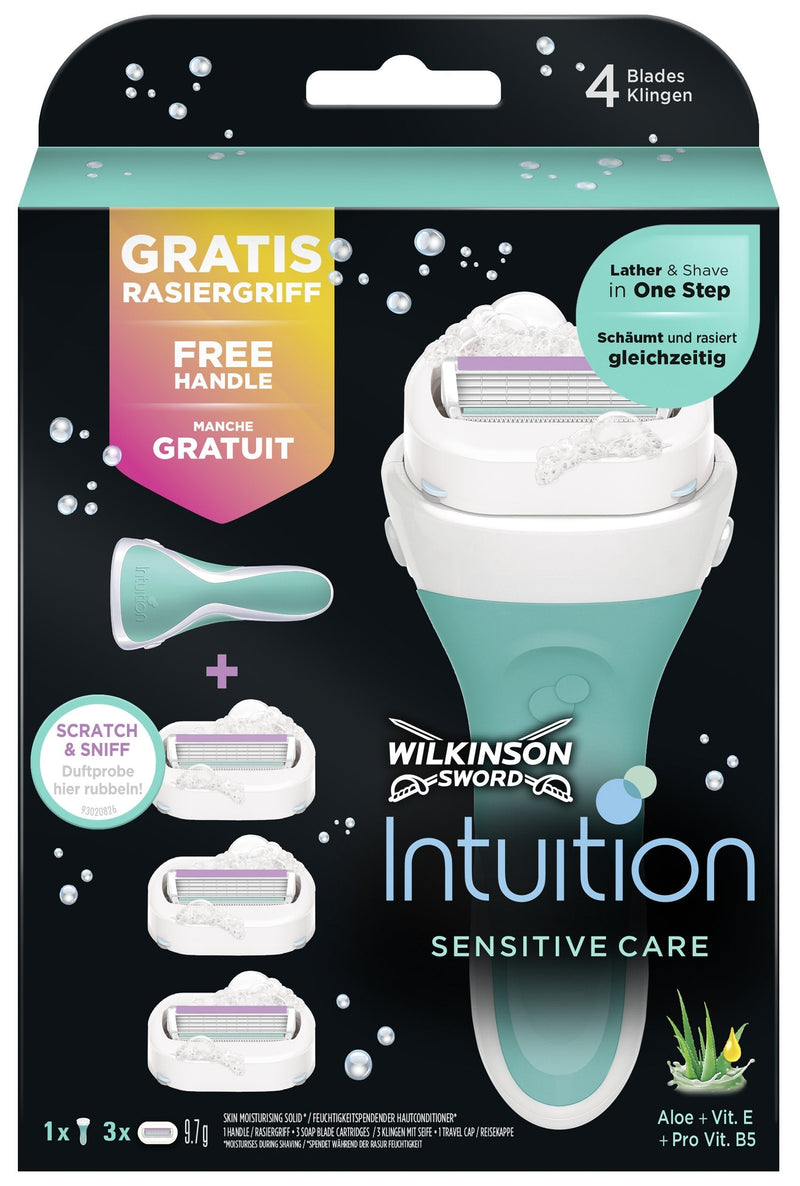 Wilkinson Sword Intuition Sensitive Care value pack women's razor with 3 replacement blades - NewNest Australia
