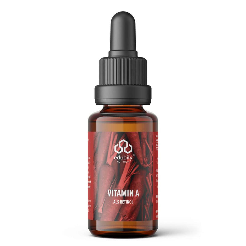edubily nutrition® Vitamin A drops As retinol oil from edubily® • 400 IU retinyl palmitate per drop - 2000 IU per day • Vegan • In MCT oil from coconut - NewNest Australia