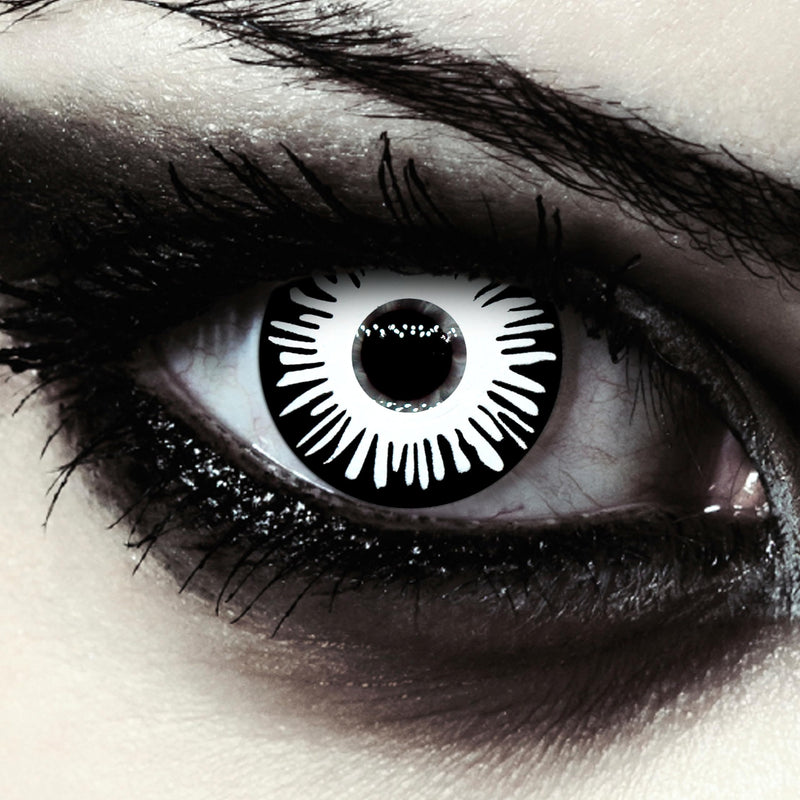 Designlenses Vampire Colored Contact Lenses For Halloween "White Fear" + Free Contact Lens Container (Within Germany) ), Black/White, Without Vision, Pack Of 2. - NewNest Australia