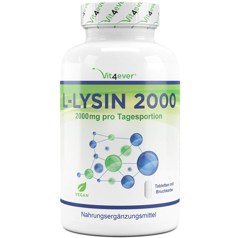 L-Lysine 2000-365 tablets - 1000 mg per ONE tablet - From plant fermentation - Laboratory tested - Without unwanted additives - High dosage - for vegan, immune system 365 pieces (pack of 1) - NewNest Australia