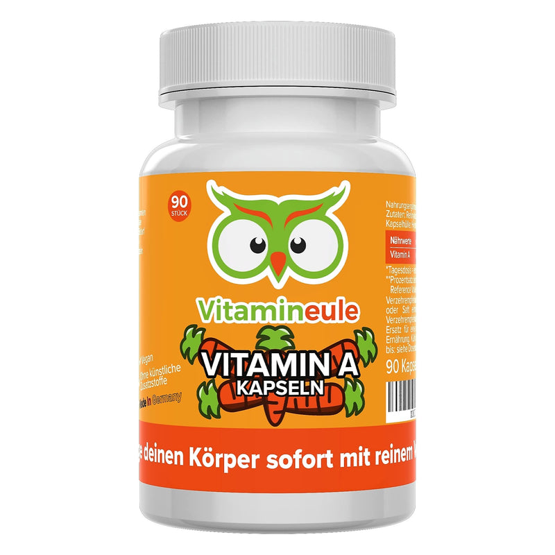 Vitamin A capsules - high dosage with 10,000 IU / 3,000 µg - quality from Germany - vegan - laboratory tested - retinyl acetate/retinol without additives - eye vitamins - for skin and eyes - Vitamineule® - NewNest Australia