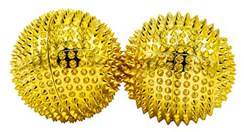 Chi-Enterprise - Two Magnetic Massage Balls - Small | Fascia Balls For Self-Therapeutic Acupressure Treatment | Contents: 2 Hedgehog Balls In Gold, Each 47 Mm Diameter And 228 Acupressure Needles - NewNest Australia