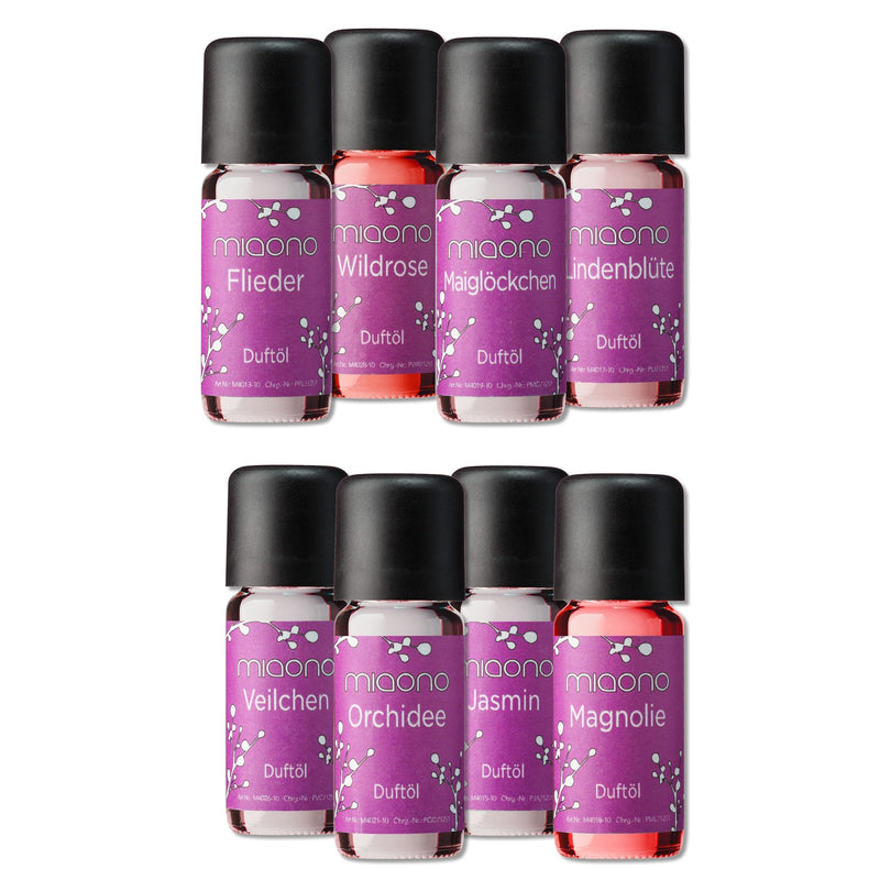 Miaono Fragrance Oil Set - Flower Fragrance - Fine Room Fragrance - Lilac, Jasmine, Magnolia, Lime Blossom, Orchid, Violet, Rose - Aroma Oil For Oil Burner And Diffuser - NewNest Australia