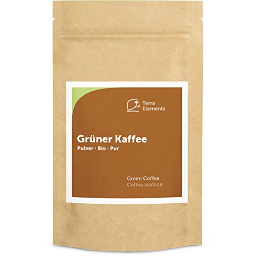 Terra Elements Organic Green Coffee Powder, 200 g I Coffea arabica I Made from unroasted coffee beans I 100% pure I Vegan I Raw food - NewNest Australia