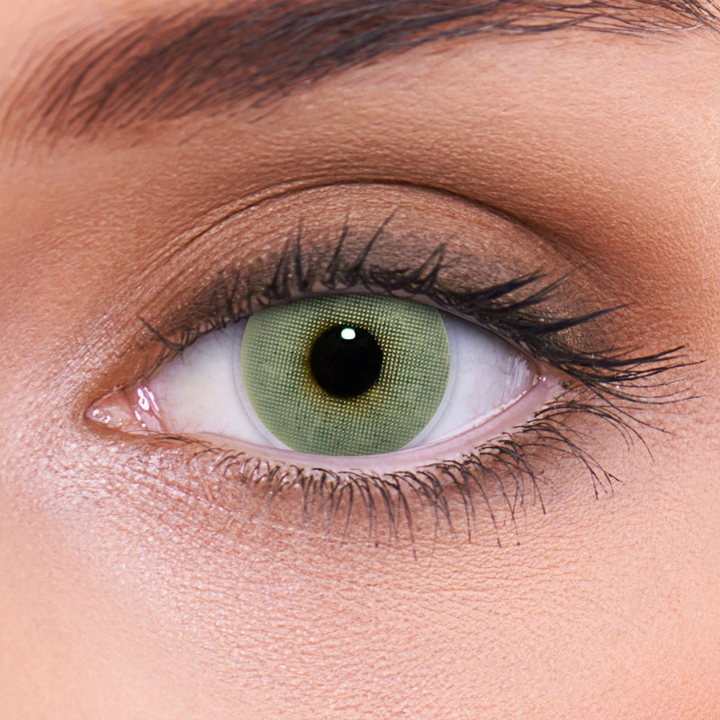 Lenzotica Very Strong, Naturally Opaque Green Contact Lenses Colored Solid Green + Container, 1 Pair (2 Pieces), Dia 14.00, Without Strength, 0.00 Diopters, 3 Monthly Lenses, Without Prescription, Soft Lens - NewNest Australia
