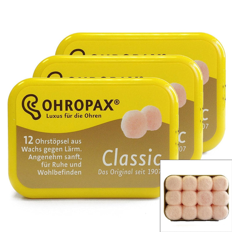 Ohropax Classic earplugs, 12 pieces (3 packs of 18 pairs) 12 pieces (pack of 3) - NewNest Australia