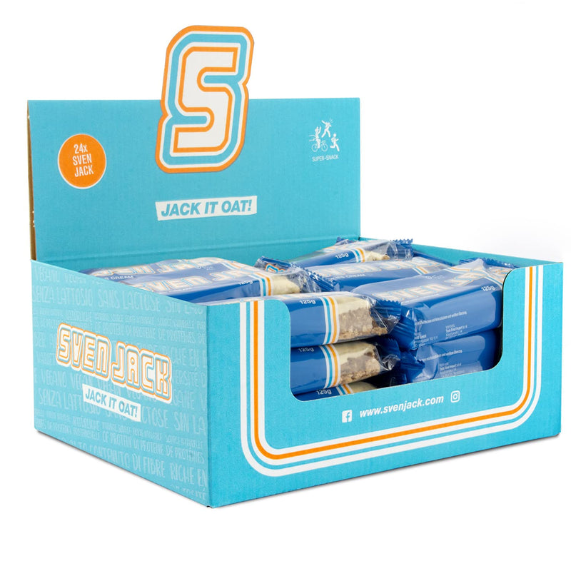 Sven Jack (Energy Cake) - Cookies-Cream 24x 125g (3kg) - Fitness bar made from oat flakes with long-chain carbohydrates - energy bar to fill you up for everyday life & incredible taste 125 g (pack of 24) - NewNest Australia