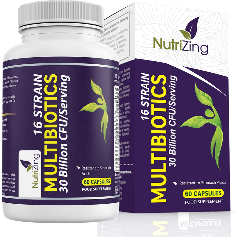 Culture complex of 16 intestinal bacteria + prebiotics - Vegan - Stomach acid-resistant capsules - Biotics with Lactobacillus, Bifidobacterium - Lactic acid bacteria from NutriZing - Award-winning product - NewNest Australia