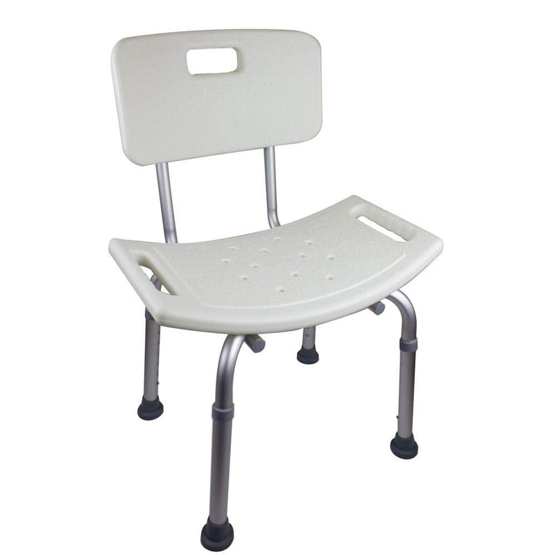 Mobiclinic, Shower Chair With Backrest, Olivo, European Brand, Height Adjustable, With Non-Slip Rubber Caps, Made Of Aluminum And Pvc, Lightweight And Easy To Use, Bath Aid, White - NewNest Australia