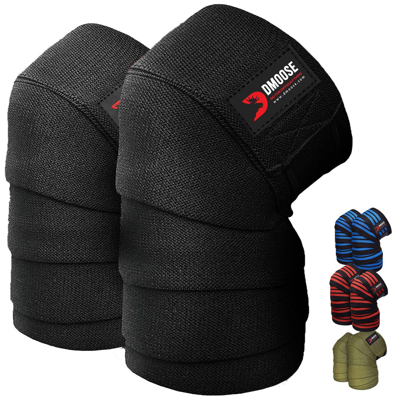 Dmoose Fitness Knee Wraps Strength Training Bodybuilding For Squats, Weightlifting, Powerlifting, Deadlifts And Fitness Training, 78 Inch Long, Reinforced Knee Legs For Men Or Women - NewNest Australia