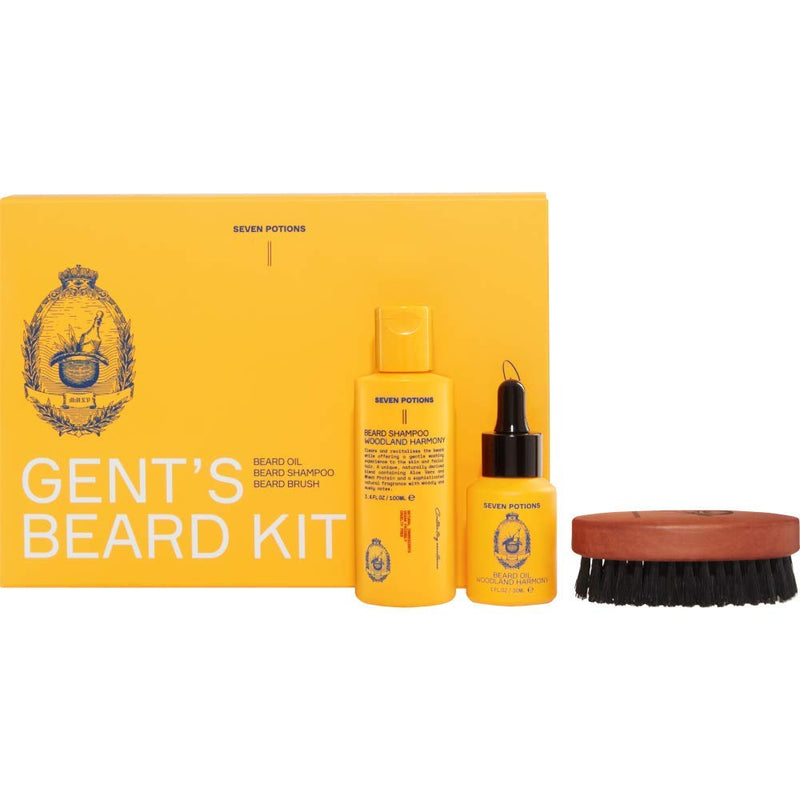 Seven Potions beard care set - with beard shampoo, beard oil and beard brush - the ultimate beard care set or gift for men - scent Woodland Harmony - NewNest Australia