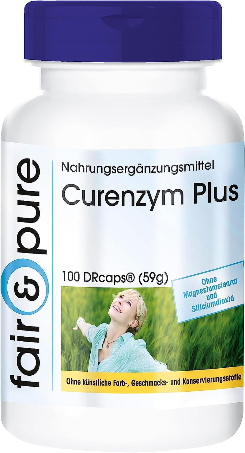 Fair & Pure - Curenzyme Plus - Enzyme Complex With Time Delayed Release - No Magnesium Stearate - 100 Drcaps - Contains Bromelain - Trypsin - Chymotrypsin And Rutoside (Rutin) - NewNest Australia