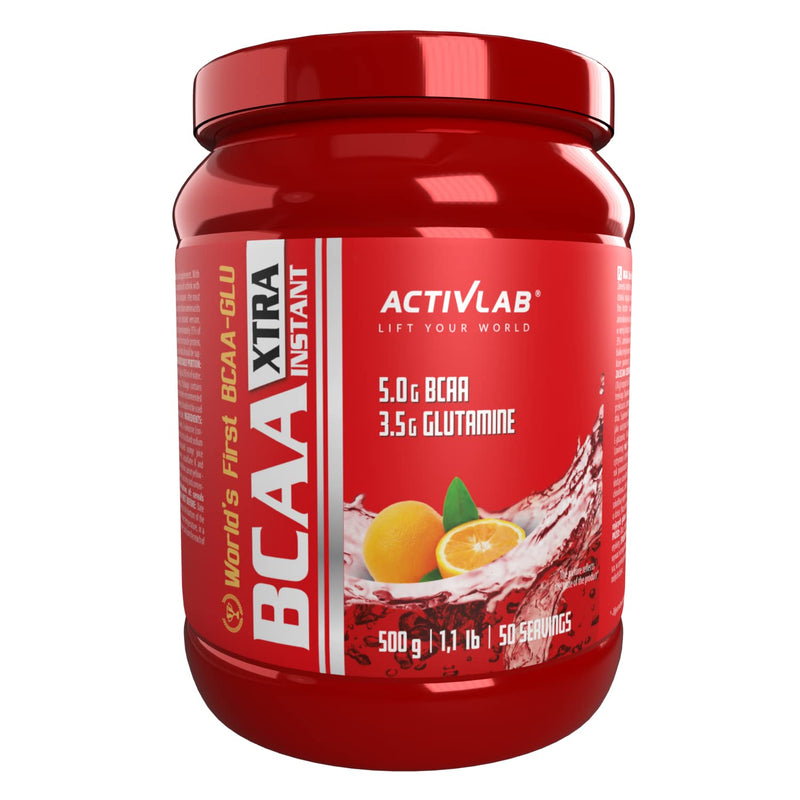 Activlab BCAA Xtra Instant 500g | 5000mg amino acids | 3500mg LGlutamine | Muscle growth, regeneration &amp; Endurance | Orange flavor | BCAA 2:1:1 | Ideal for bodybuilding | Includes measuring cup - NewNest Australia