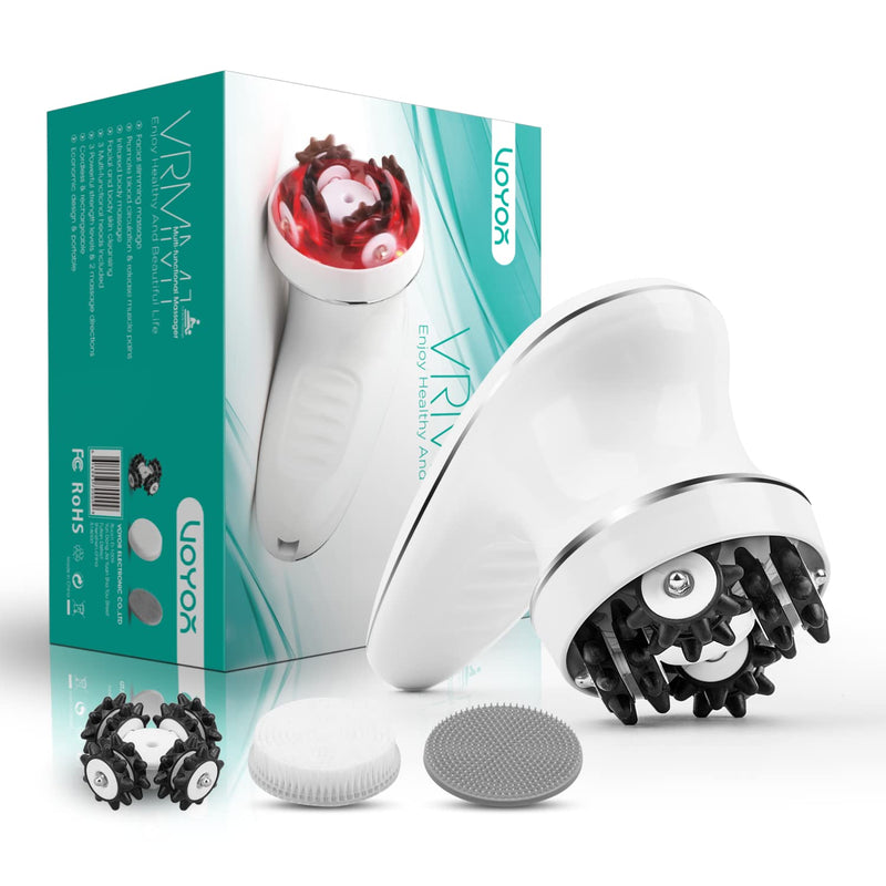 Voyor Massager Anti Cellulite Massage Device For Face Neck Shoulder Back Feet Foot Bath With 3 Multi Function Heads Facial Cleansing Brush Ipx7 Waterproof & Rechargeable - NewNest Australia