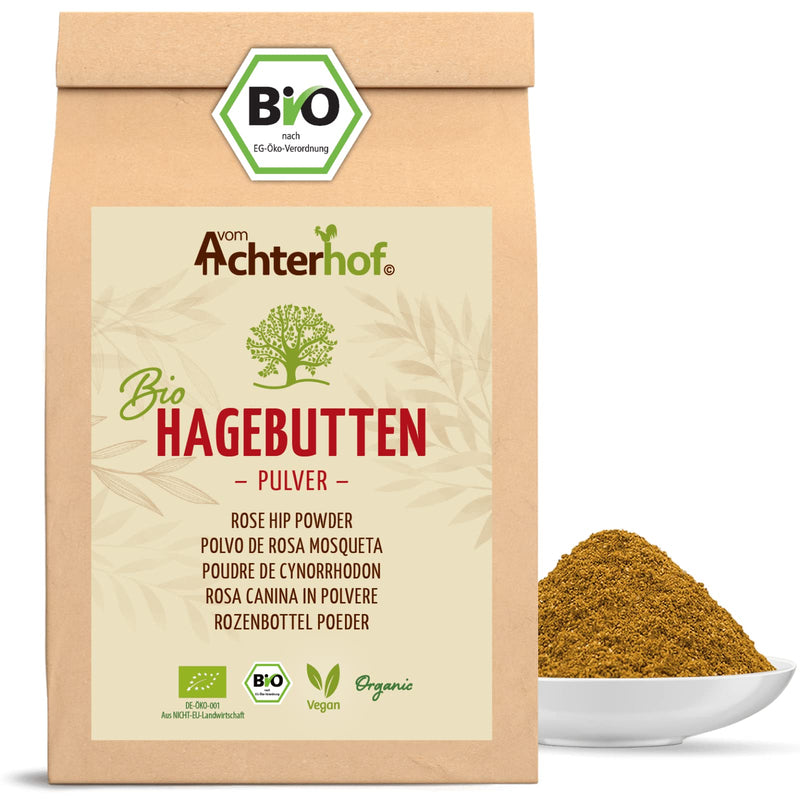 Rosehip powder organic 1000g | whole ground rose hip | fruity, sweet-spicy aroma | 100% organic rose hip powder in raw food quality | from the Achterhof 1 kg (pack of 1) - NewNest Australia