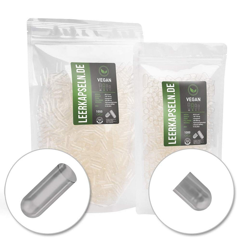 1000 pieces of separated capsule halves | Size 00 | HPMC Capsules Caps | Empty capsules with large capacity | transparent vegan vegetarian | no prior opening necessary | halal kosher supplements (1000) 1000 pieces (pack of 1) without capsule filler incl - NewNest Australia