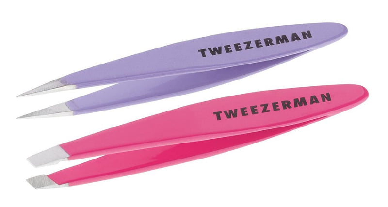 TWEEZERMAN Tweezers Set Mini Version Oblique and Oval Pointed, Pink Lavender - NewNest Australia