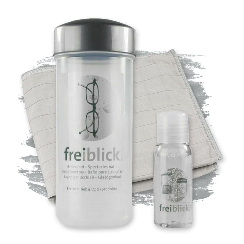 Freiblick glasses bath (gray) in a set with 50ml special cleaner and microfiber cloth - glasses cleaning cloth in optician quality - mobile glasses cleaning device suitable for all glasses gray - NewNest Australia