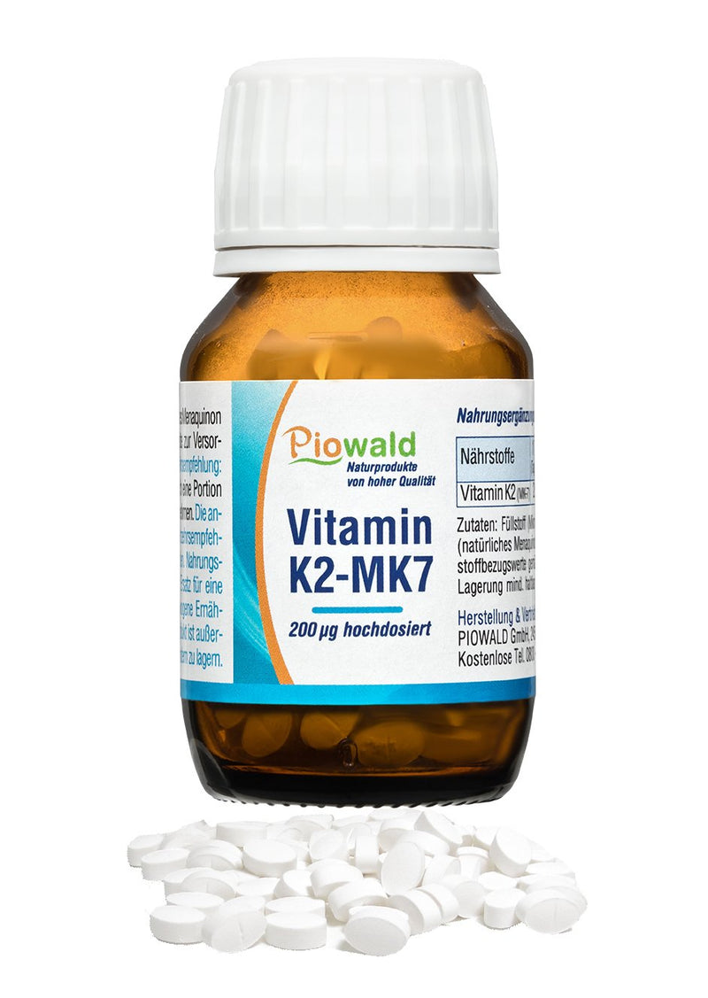 Piowald Vitamin K2 MK7 tablets - 200 tablets/23g - NewNest Australia