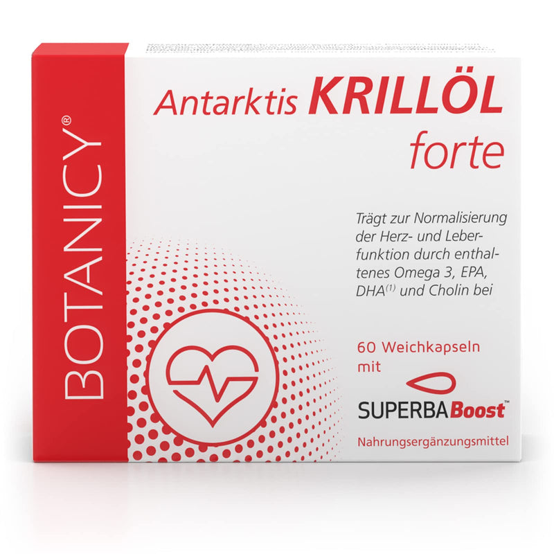 Omega 3 Krill Oil Capsules - 60 Pieces - Antarctic Krill Oil Forte - For Heart and Liver - Superba Boost™ Omega 3 from Krill - Omega-3 Fatty Acids DHA & EPA, Astaxanthin & Choline - NewNest Australia