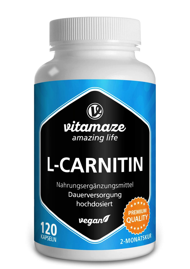 High-dose L-carnitine & vegan, 680 mg of pure L-carnitine tartrate per day, 120 capsules for 2 months, natural supplement without additives, Made in Germany - NewNest Australia