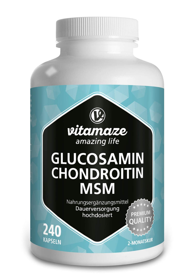 Vital Complex With Glucosamine, Chondroitin, Msm, High Dose, 240 Capsules For 2 Months With Vitamin C, Natural Dietary Supplement Without Additives, Made In Germany - NewNest Australia