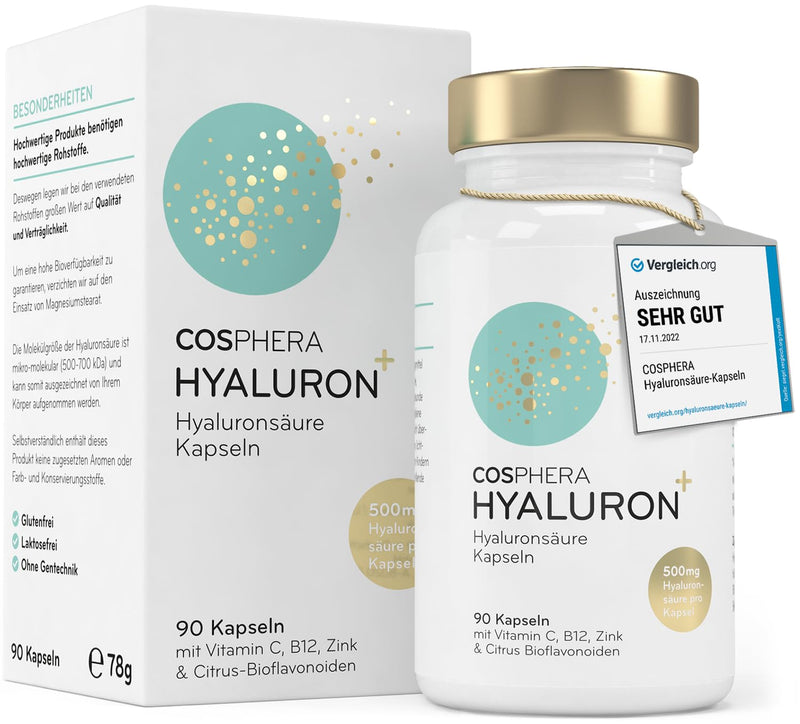 High-Dose Hyaluronic Acid Capsules With 500 Mg Per Capsule - 90 Vegan Hyaluronic Capsules In A 3-Month Supply - 500-700 Kda I Enriched With Zinc To Help Maintain Normal Skin And Bones. - NewNest Australia