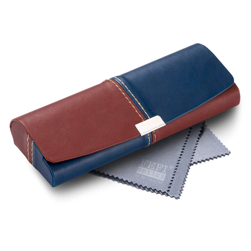 FEFI two-tone hard case glasses case in leather look blue/brown - NewNest Australia