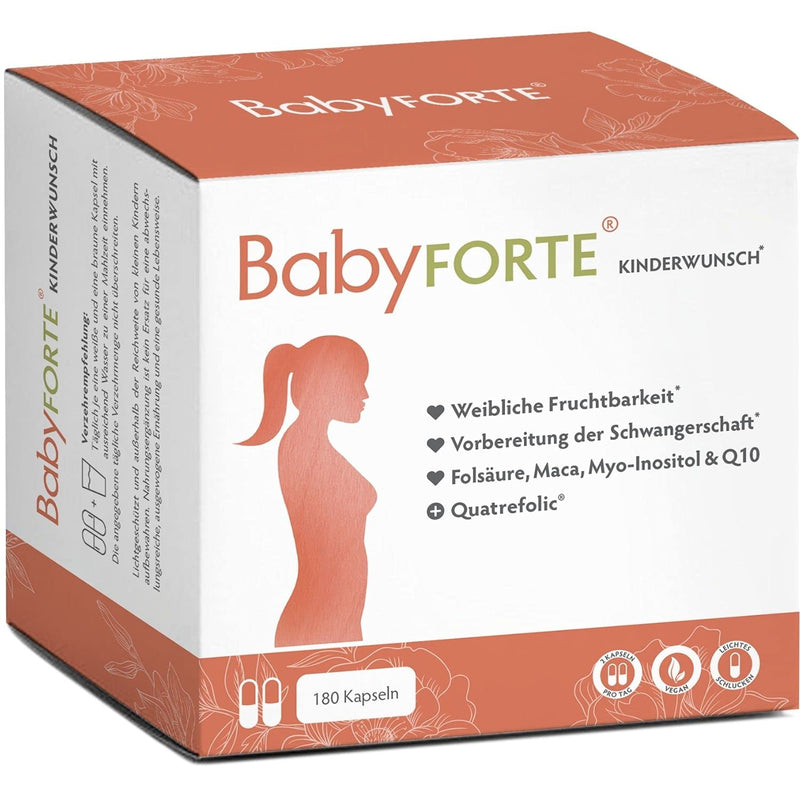 BABYFORTE® fertility tablets | vegan | Folic acid 800 μg, Quatrefolic®, Maca, Inositol, Iodine | 180 capsules | Vitamins pregnancy - NewNest Australia