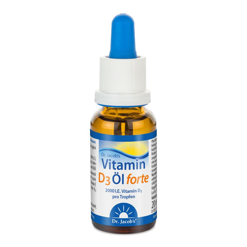 Dr. Jacob's Vitamin D3 oil forte 20 ml I 2000 IU 50 µg D3 per drop I optimally bioavailable I 640 drops, 1,280,000 IU - NewNest Australia