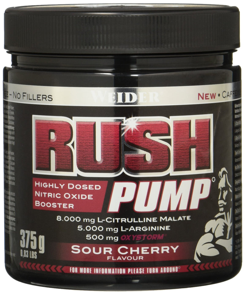 Weider Rush Pump Pre Workout Booster Without Caffeine, High Dose With L-Citrulline, L-Arginine And Oxystorm, For Fitness & Bodybuilding, Sour Cherry Flavor, 375 G - NewNest Australia