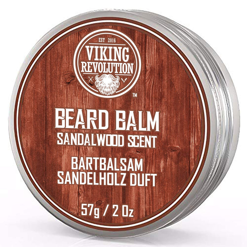Beard Balm with Sandalwood Scent & Argan & Jojoba Oil - Styles, Strengthens & Makes Beards & Mustaches Soft - Leave-in Conditioner Wax for Men by Viking Revolution (1 Pack) Sandalwood - NewNest Australia