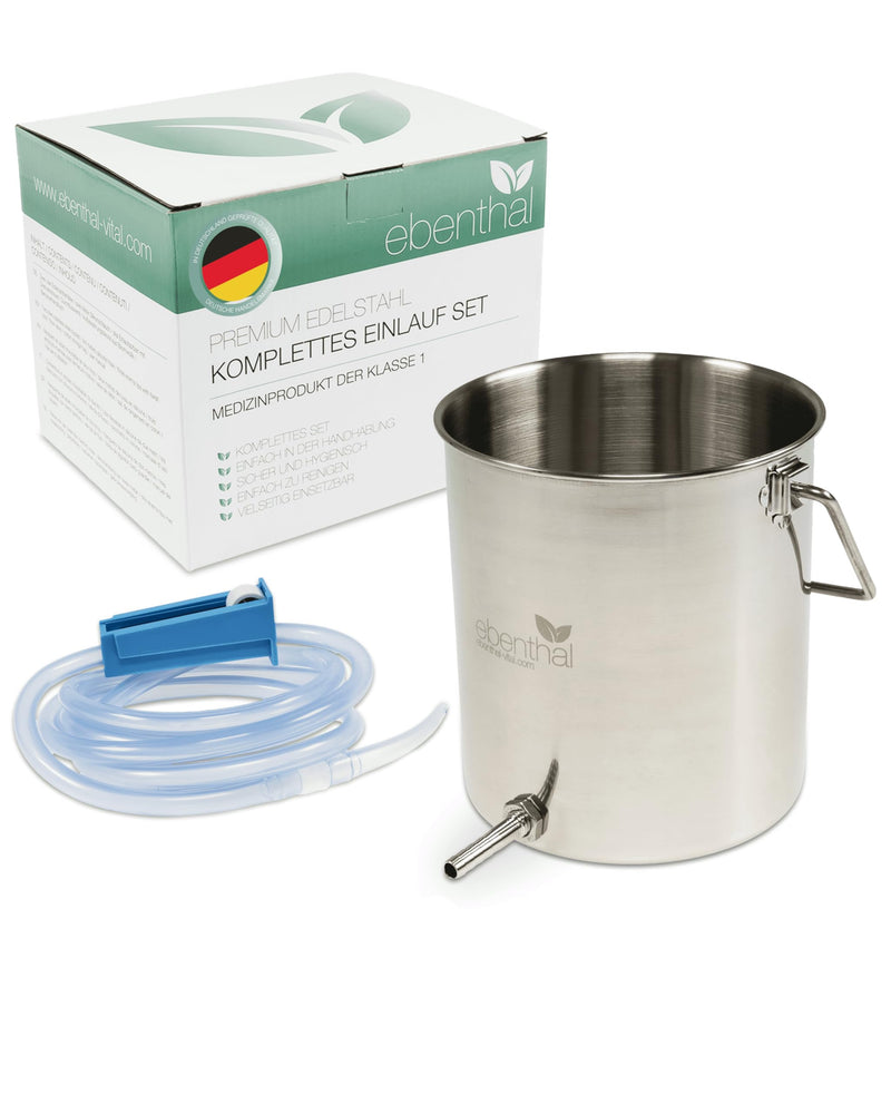 Ebenthal Vital 2L Premium Stainless Steel Enema Set For Bowel Cleansing - Enema Irrigator, 2M Hose, Container - For Intestinal Rinses For Therapeutic Fasting & Detoxes - Includes Instructions (English Language Not Guaranteed) - Bpa-Free - NewNest Australia