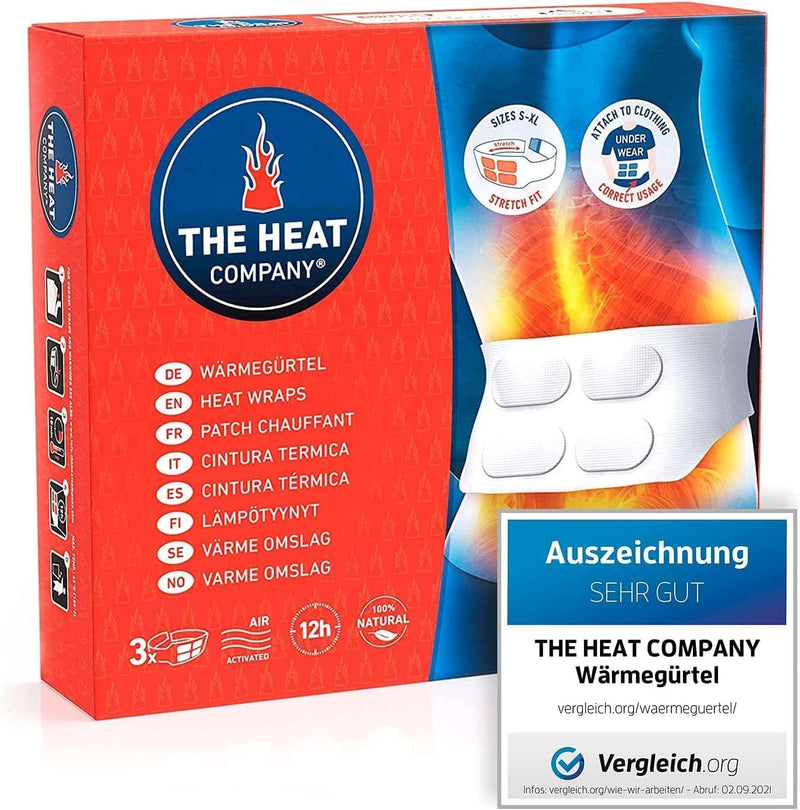 The Heat Company Heat Belt - Pack Of 3 - Extra Warm - Value For Money Winner - 12 Hours Of Comfortable Warmth - Ready To Use - Air Activated - Pure Natural - For All Sizes S-Xl - NewNest Australia