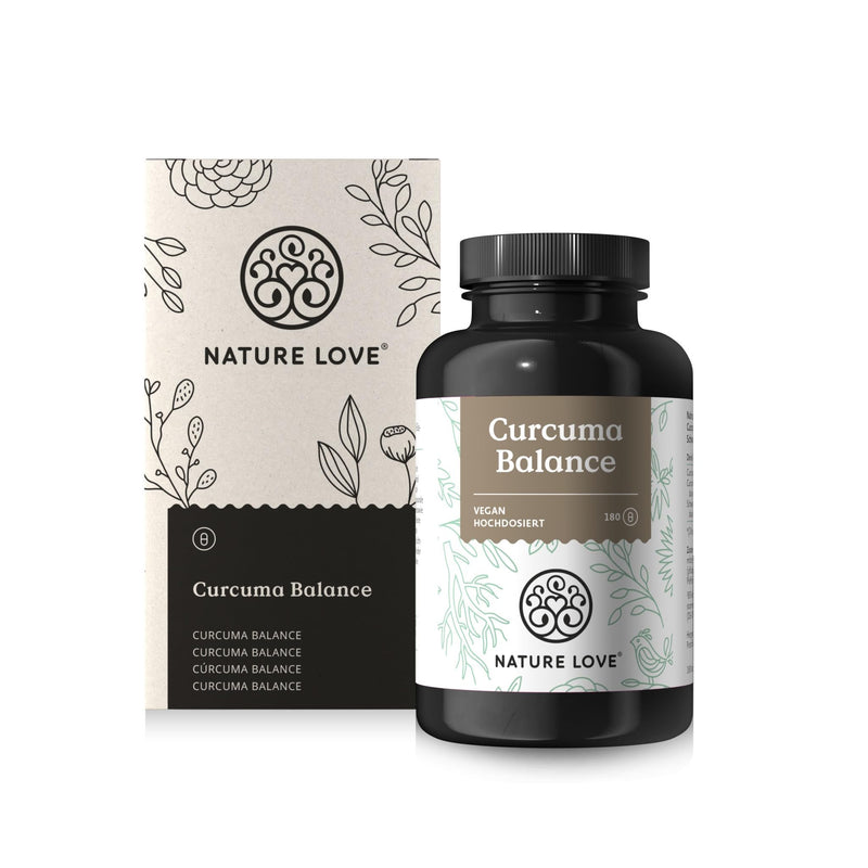 NATURE LOVE® Curcuma Balance - 180 capsules - high dose with 199mg curcumin and 10mg black pepper extract with piperine per daily dose - vegan, laboratory tested and produced in Germany - NewNest Australia
