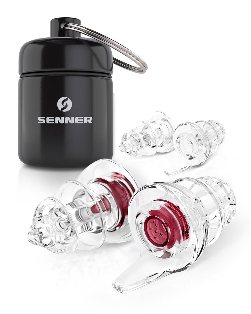 Senner ® WomenPro | Hearing protection ear plugs women's small, soft and comfortable, for smaller ear canals, ear plugs red/transparent, reusable and with aluminum container - NewNest Australia