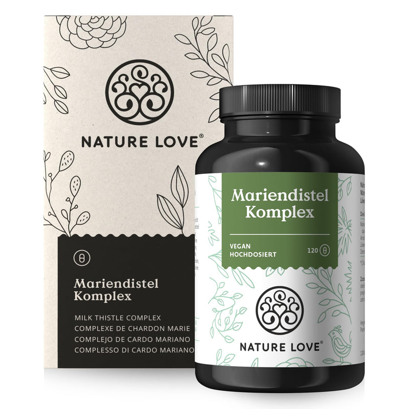 Nature Love Milk Thistle - Premium 4-Way Complex: Marian Thistle (80% Silymarin), Artichoke, Dandelion And Desmodium, 120 Vegan Capsules (2 Months), High Dosage, Vegan, Made In Germany - NewNest Australia