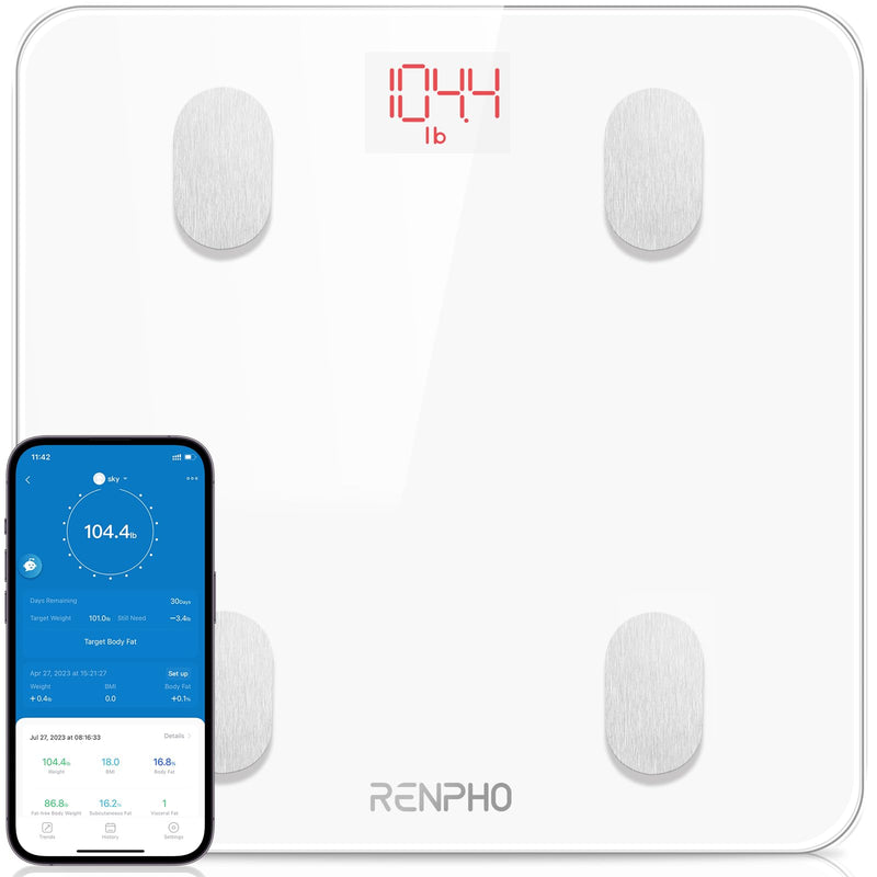 Renpho Body Fat Bathroom Scales, Bluetooth Personal Scales With App, Smart Digital Scales For Body Fat, Bmi, Weight, Muscle Mass, Water, Protein, Skeletal Muscle, Bone Weight And Bmr - NewNest Australia