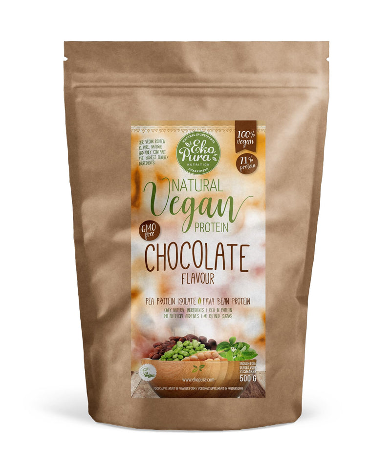 Ekopura Natural Vegan Protein - Chocolate - 500 G | 71% Protein | 100% Plant Ingredients, Hormone-Free, Gmo Free, Soy Free, Free From Additives | For Muscle Growth, Recovery And Muscle Maintenance - NewNest Australia