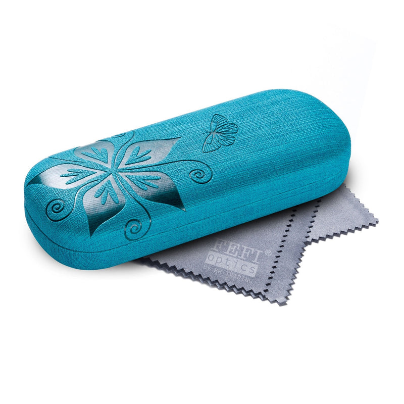 FEFI Hardcase glasses case Nature - embossed flower design blue - NewNest Australia