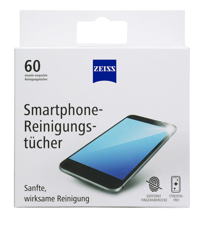ZEISS smartphone cleaning cloths, alcohol-free, 60 pieces for safe and effective cleaning of optical surfaces - each cloth individually packaged - ideal for on the go or when traveling 60 pieces (pack of 1) - NewNest Australia