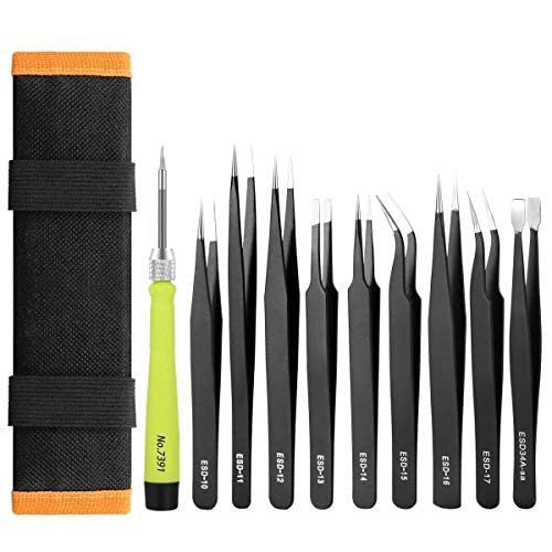 Umiten 10Pcs Esd Tweezers Kit, Precision Anti-Static Tweezers Set, Non-Magnetic Multi-Standard Stainless Steel Tweezers Ideal For Lab Electronics, Jewelry, Beauty And Detailed Work - NewNest Australia