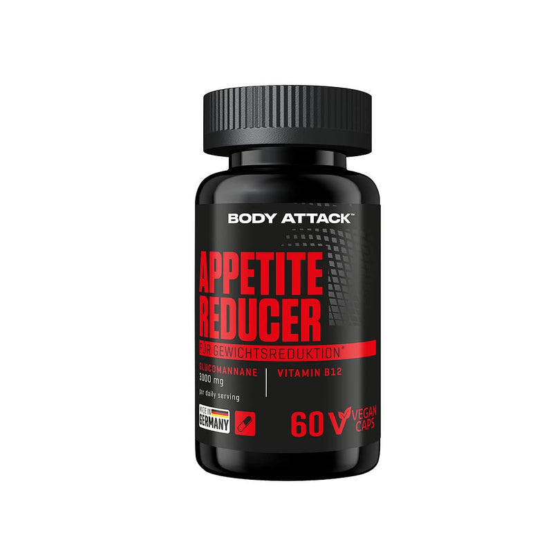 Body Attack Appetite Reducer Men, 60 Capsules / 10 Servings, With Vitamin B-12, Vegetable Fiber For Maximum Saturation, Glucomannan From Konjac Roots, Diet Support, Vegan, Made In Germany - NewNest Australia