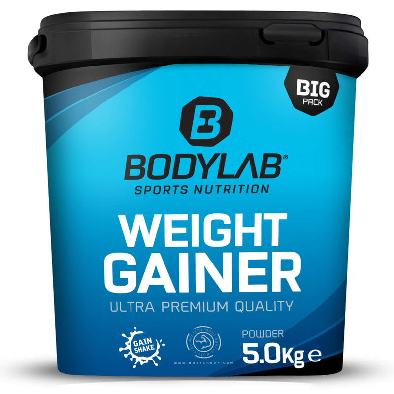 Bodylab24 Weight Gainer Banana 5kg, the ideal shake for the next mass phase, with carbohydrates, fiber and more than 20% protein per serving, enriched with creatine - NewNest Australia
