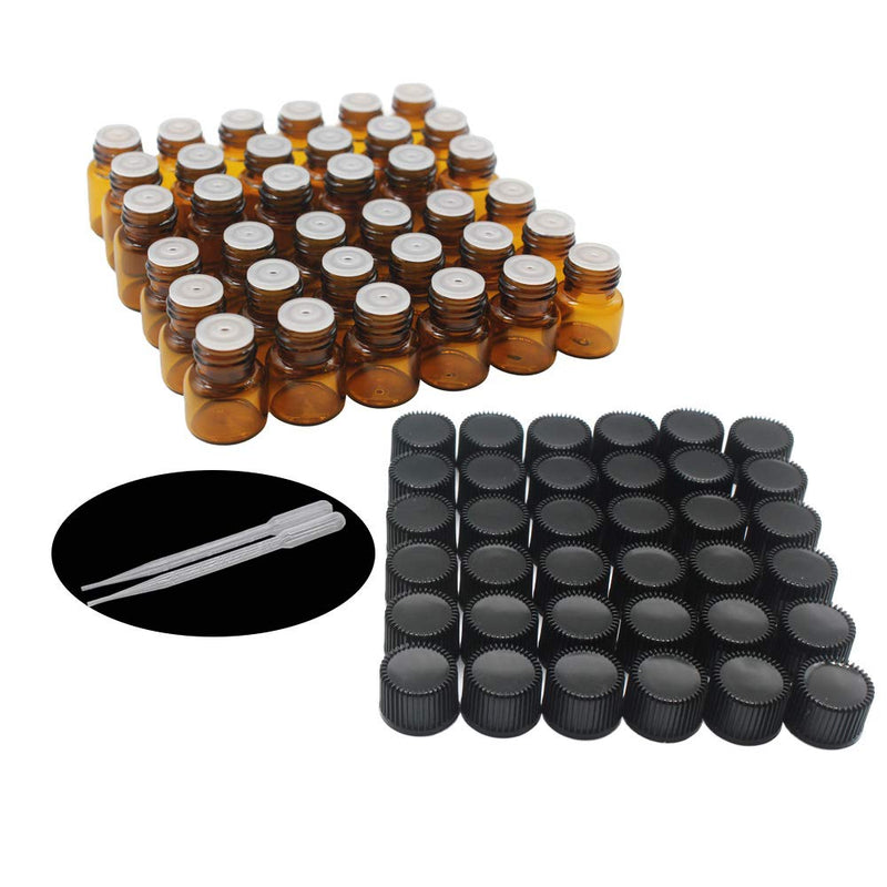 Yizhao Brown Empty Glass Bottles 1 Ml, Sample Glass Bottles With Orifice Reducers For Essential Oil, Aromatherapy, Perfume, Massage, Spa, Fragrances, Chemistry Laboratory - 36 Pieces - NewNest Australia