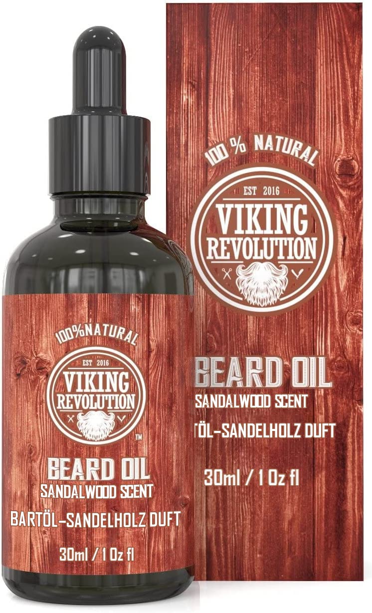 Viking Revolution Sandalwood Beard Oil 30ml - Beard Oil Men All Natural All Natural With Organic Argan And Jojoba Oils. Softens and strengthens the beard and mustache - NewNest Australia