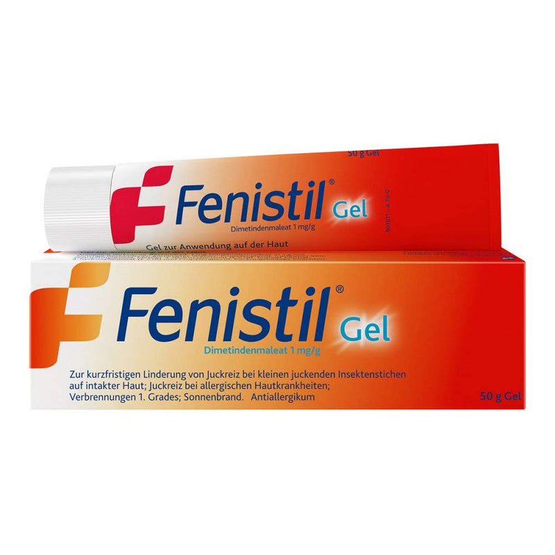 Fenistil Gel, economy set, 2x50g, dimetindene maleate 1mg/g. For short-term relief of itching from small itchy insect bites, itching from skin diseases, 1st degree burns, sunburn - NewNest Australia