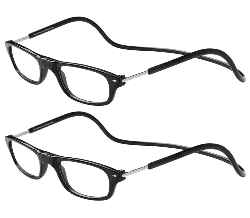 TBOC Pack: Reading Glasses Reading Aid for Men Women - (Two Units) Diopter +3.00 Black Frame Strength PC Mobile Phone Foldable Woman Man Magnetic Closure Clip Presbyopia Presbyopia +3.00 Diopter (Pack of 2) Black + Black - NewNest Australia