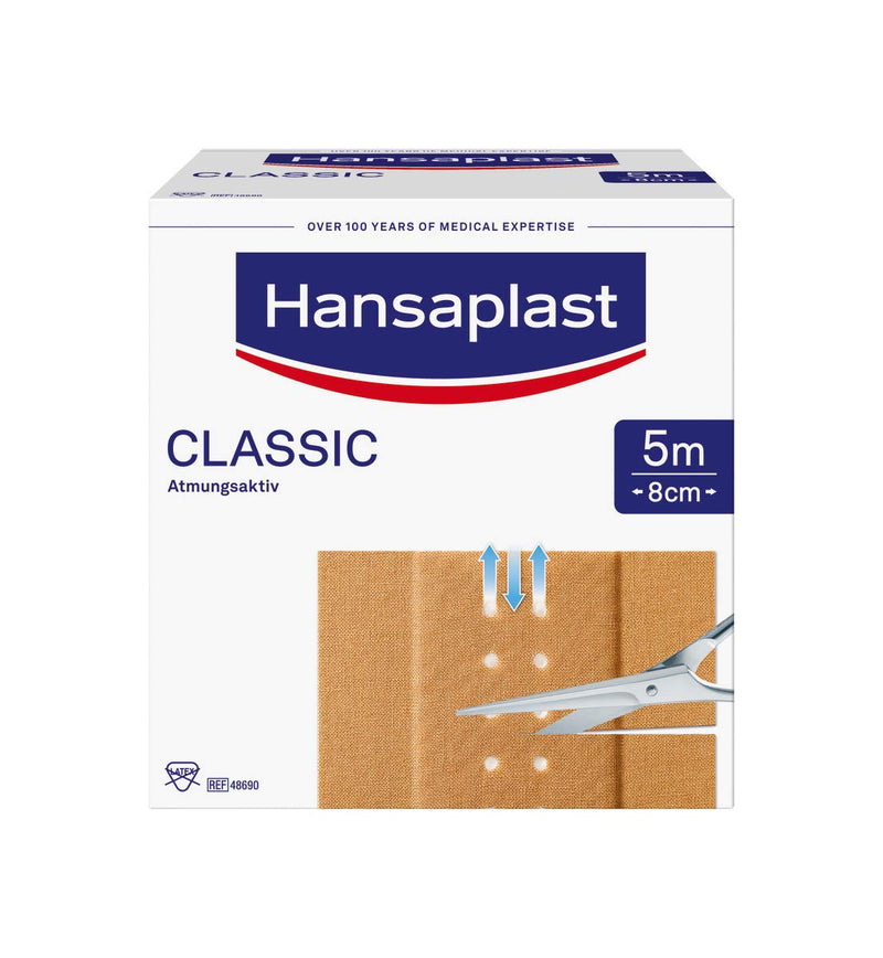 Hansaplast Classic plaster (5 m x 8 cm), cuttable wound plaster with extra strong adhesive power, flexible and breathable bandage material 1 piece (pack of 1) 5m x 8cm - NewNest Australia