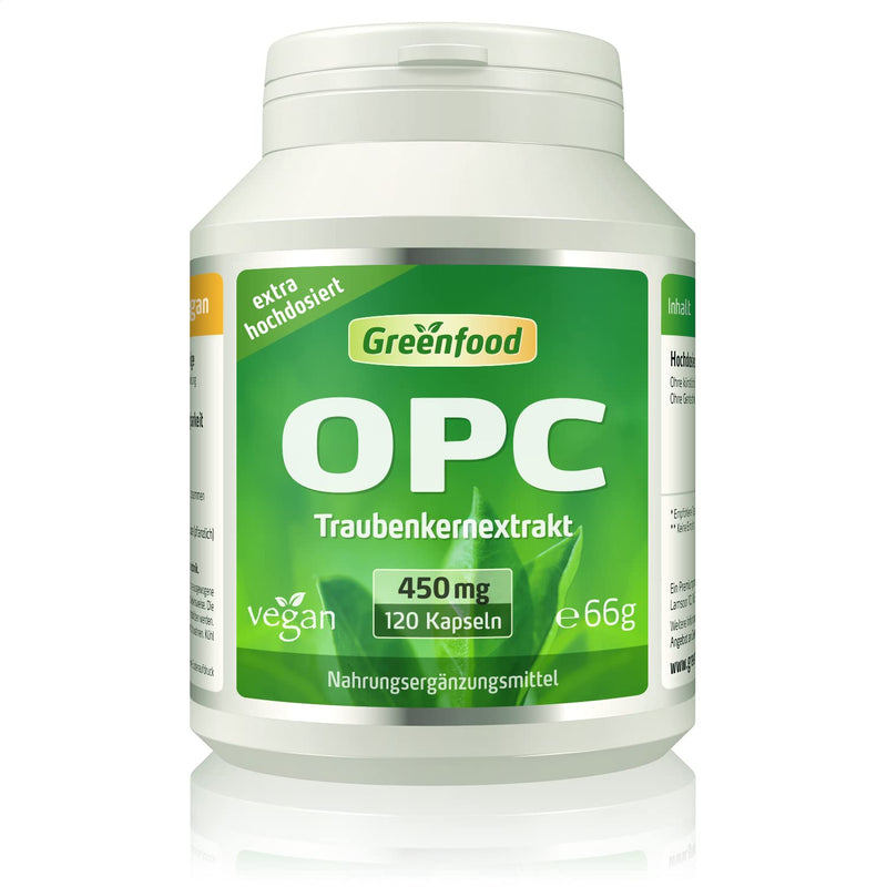 Greenfood OPC grape seed extract high dosage 450 mg, 120 capsules, vegan 120 pieces (pack of 1) - NewNest Australia